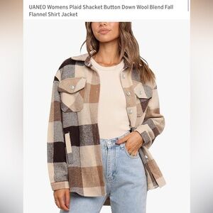 Women's Plaid Shacket - Brown and Cream